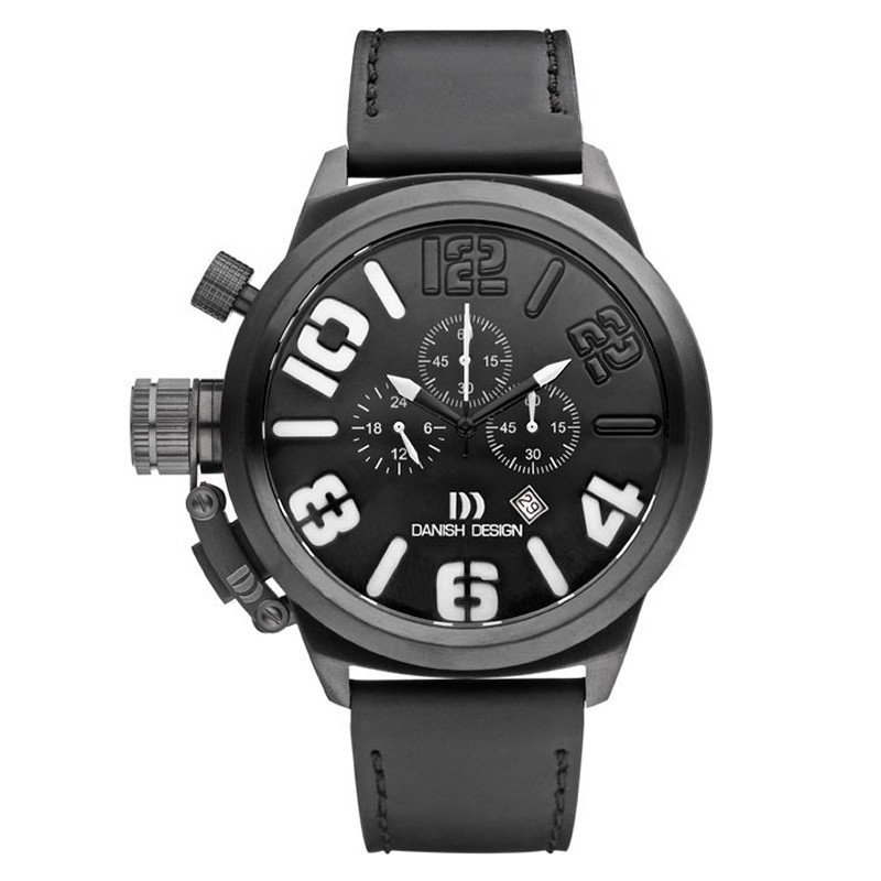 Danish Design Leather Band Stainless Steel Chronograph Men's Watch