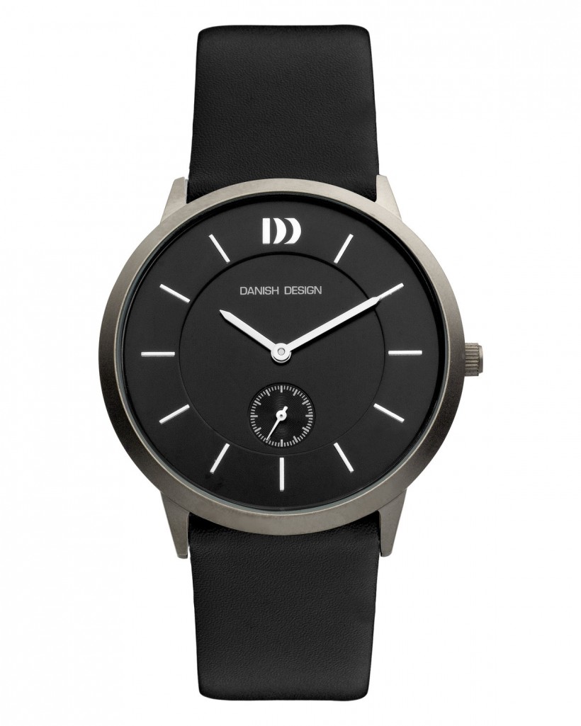 Danish Design Black Leather Band Titanium Men's Watch