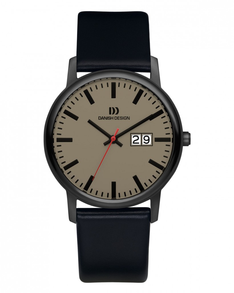 Danish Design Black Leather Band Titanium Men's Watch