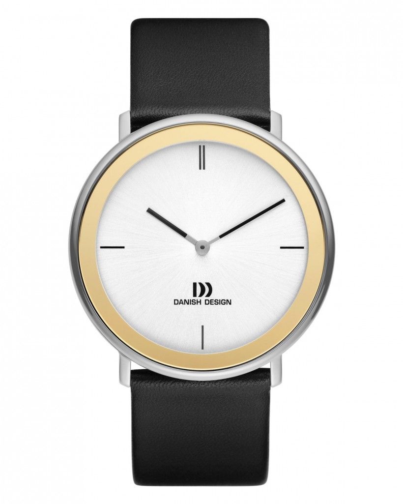Danish Design Black Leather Band Stainless Steel Men's Watch