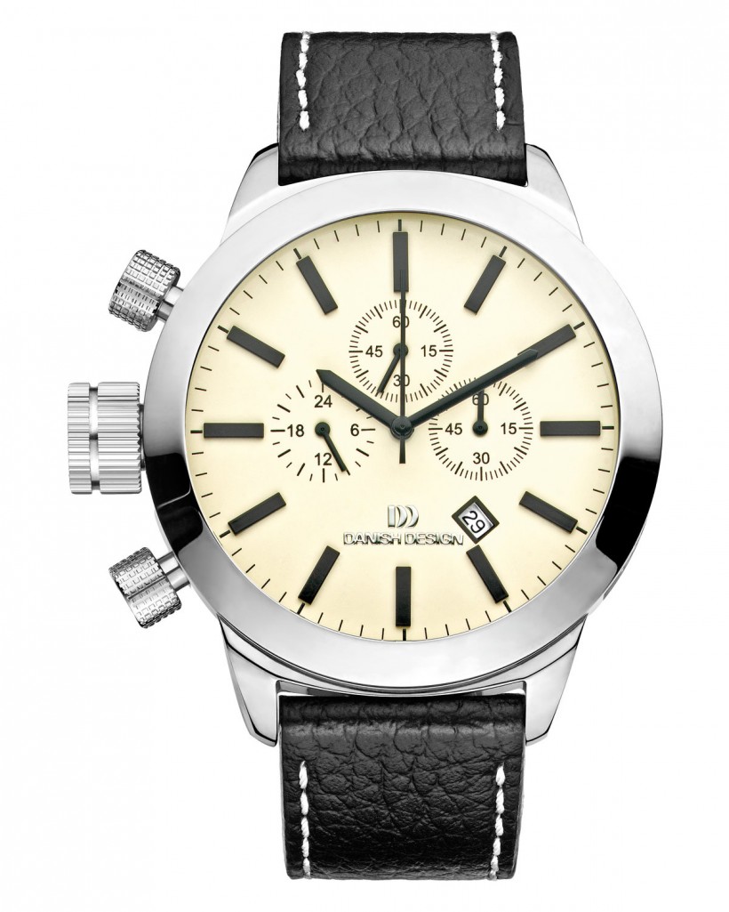 Danish Design Leather Band Stainless Steel Chronograph Men's Watch