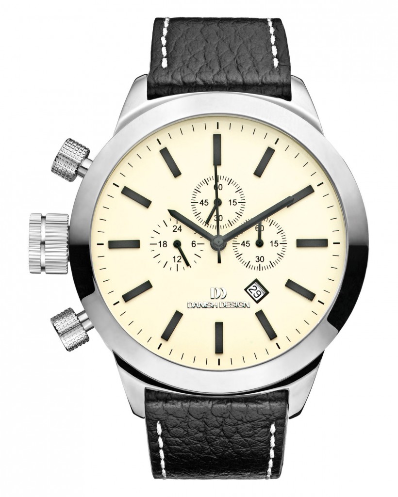 Danish Design Leather Band Stainless Steel Chronograph Men's Watch