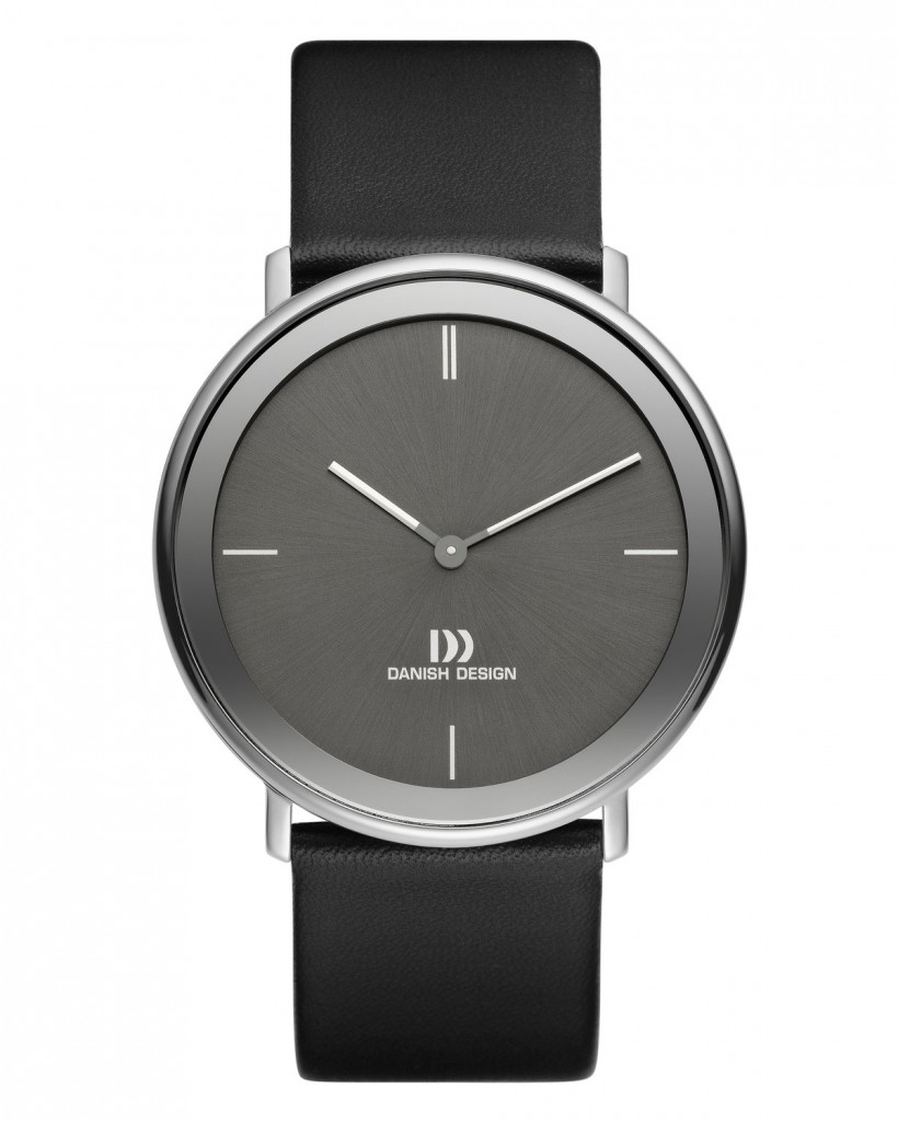 Danish Design Black Leather Band Stainless Steel Men's Watch