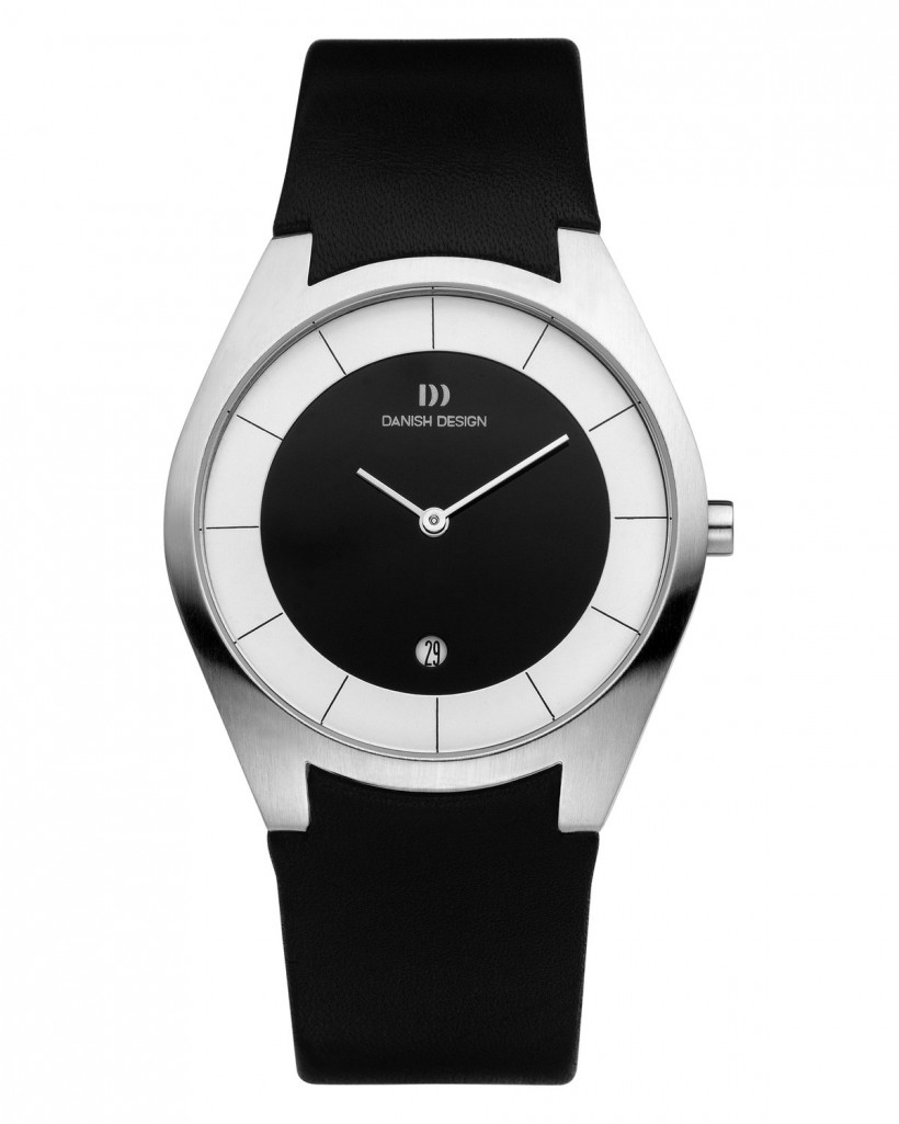 Danish Design Black Leather Band Stainless Steel Men's Watch
