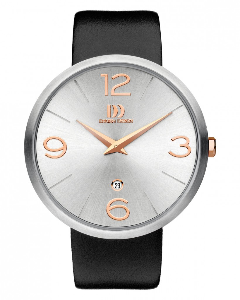 Danish Design Leather Band Steel Men's Watch Rose Gold Accent