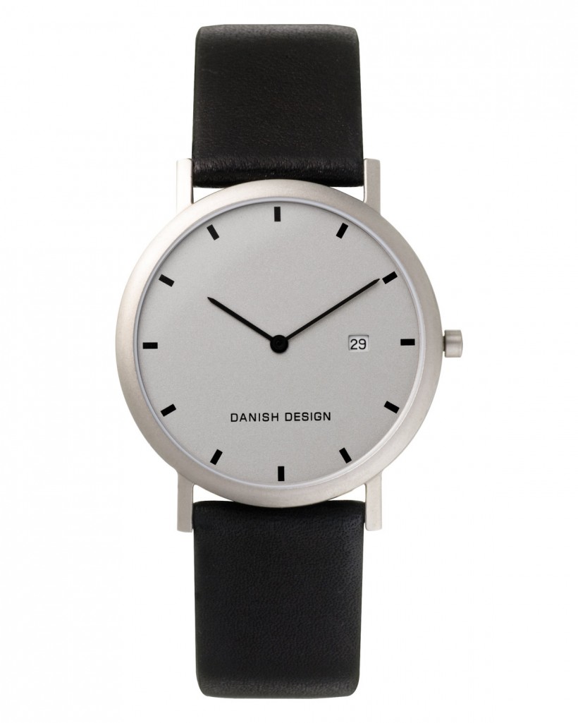 Danish Design Black Leather Band Titanium Men's Watch