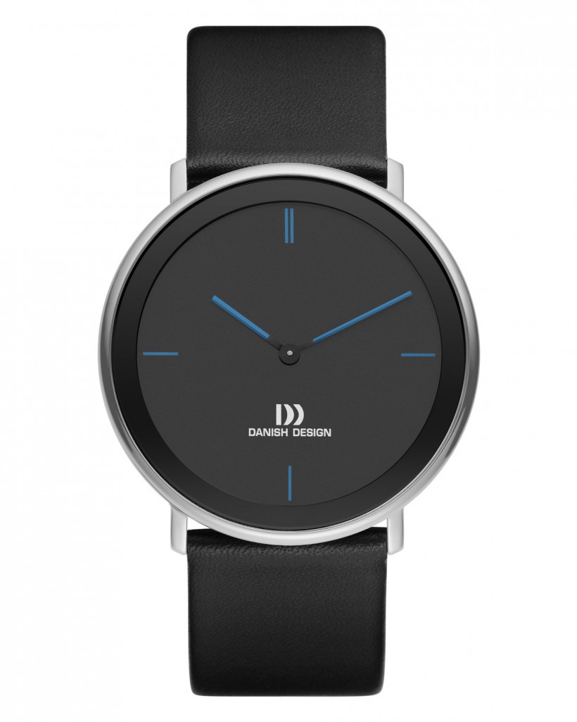 Danish Design Leather Band Stainless Steel Men's Watch Blue Accent