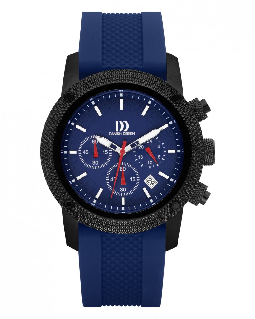 Danish Design Blue Rubber Band Stainless Steel Chronograph Men's Watch