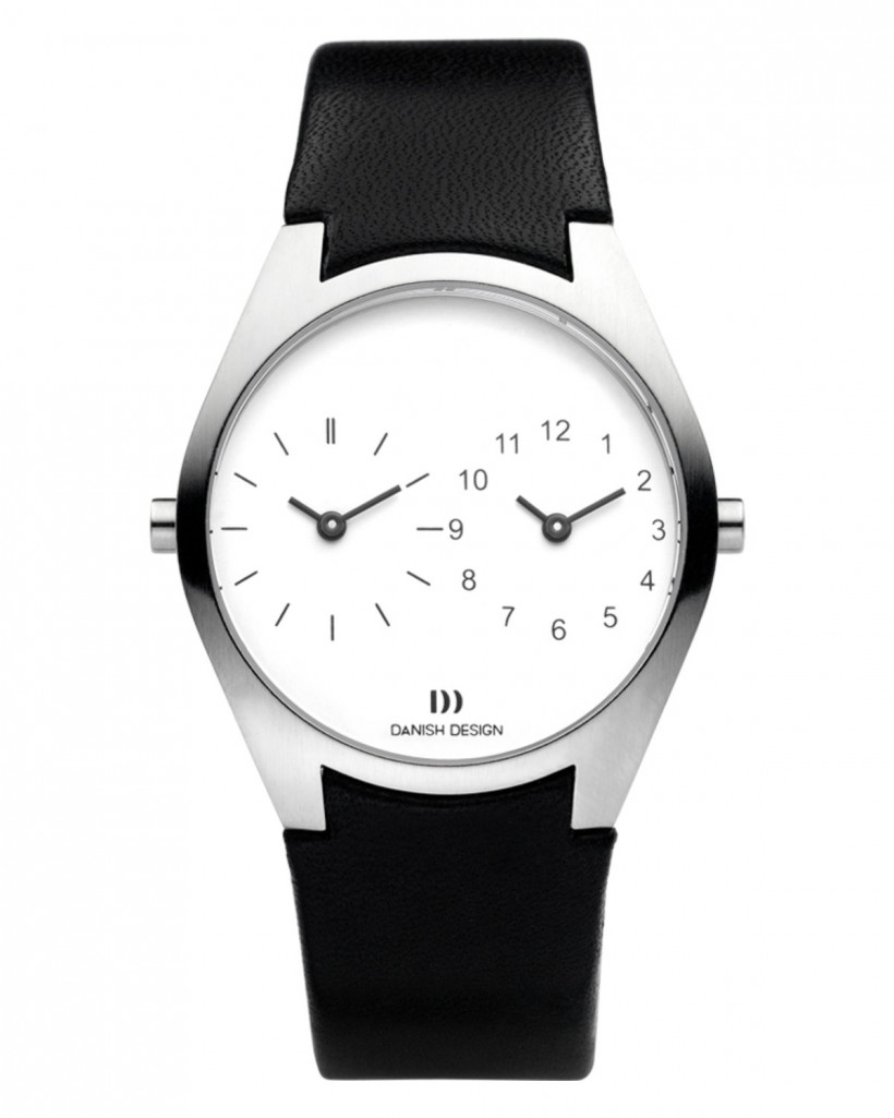 Danish Design Black Leather Band Stainless Steel Men's Watch
