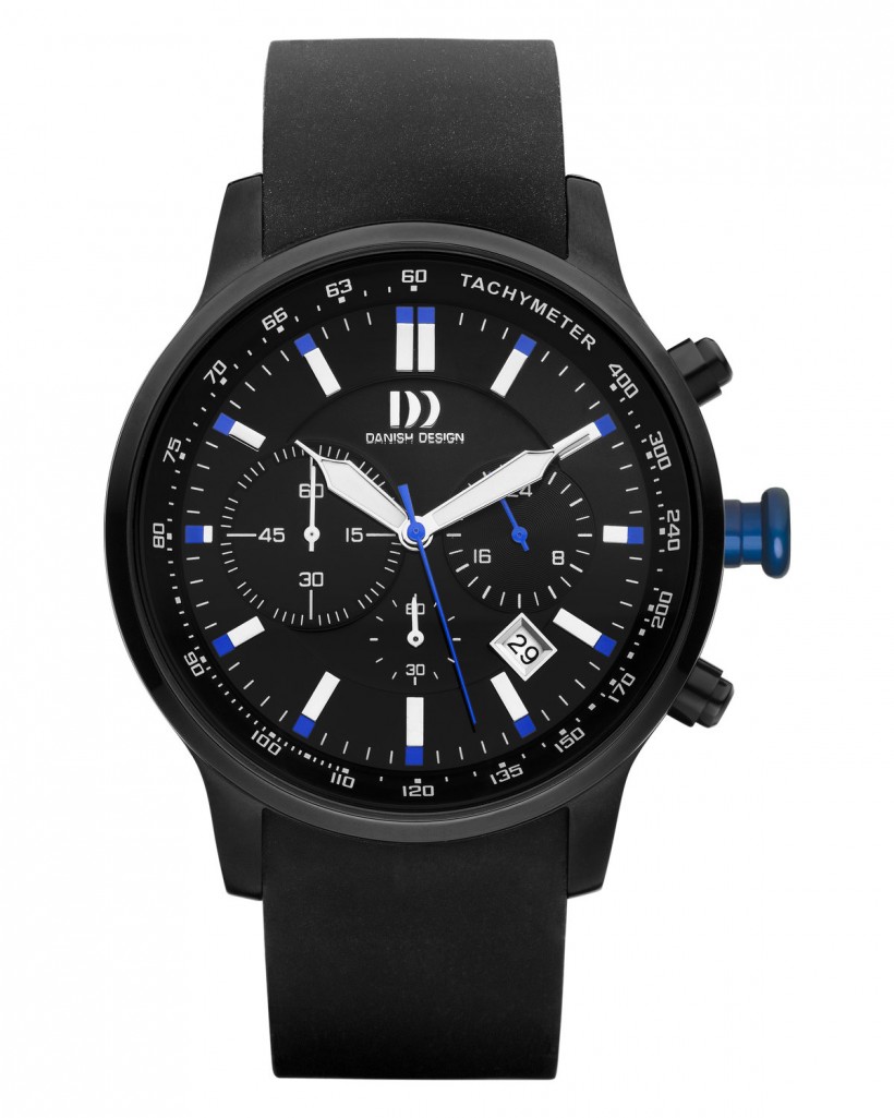 Danish Design Rubber Band Steel Chronograph Men's Watch Blue Accent