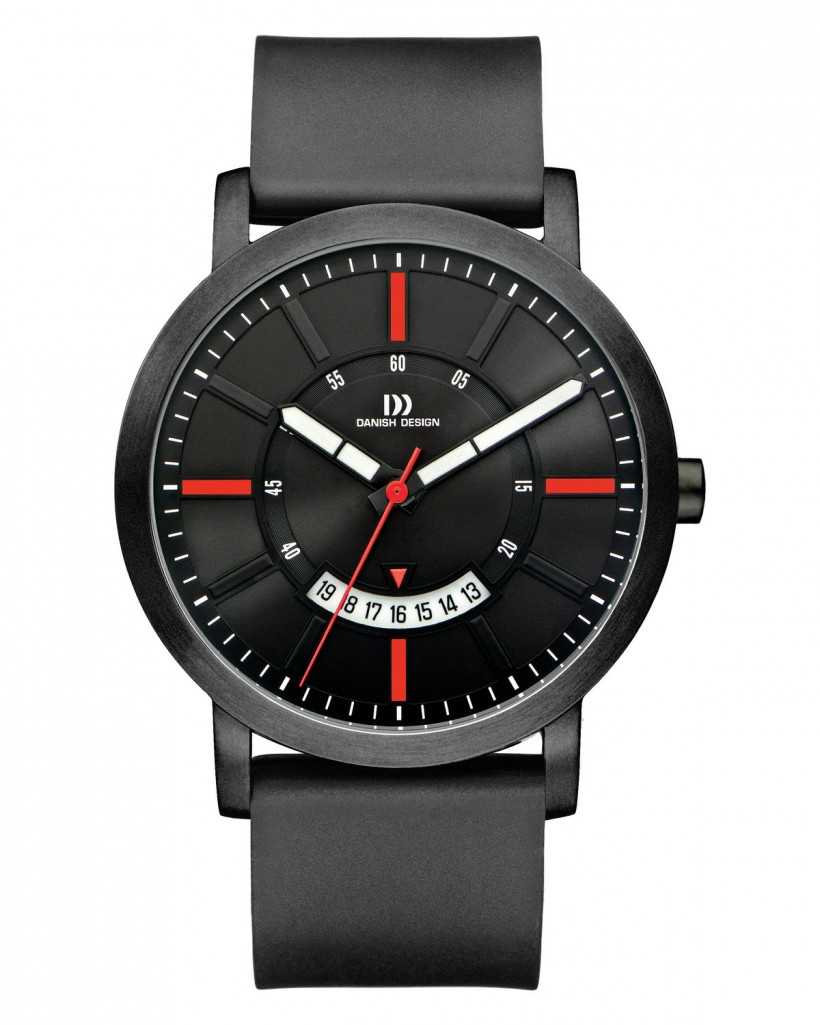 Danish Design Rubber Band Stainless Steel Men's Watch Red Accent