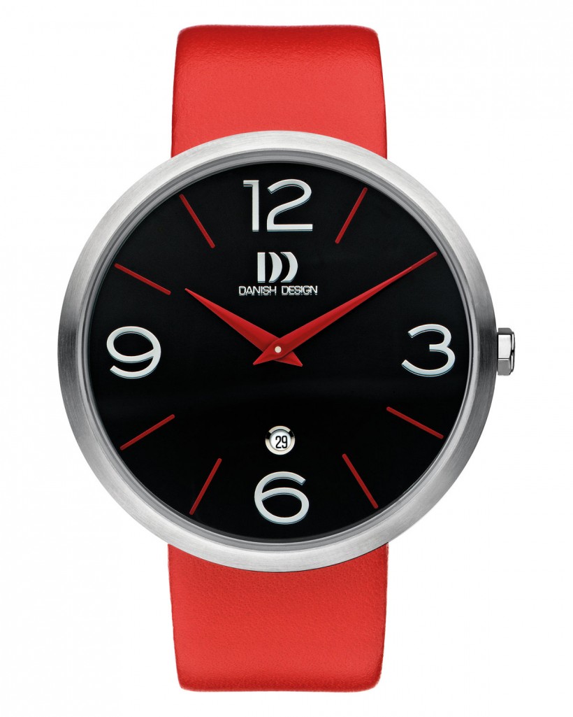 Danish Design Red Leather Band Stainless Steel Men's Watch