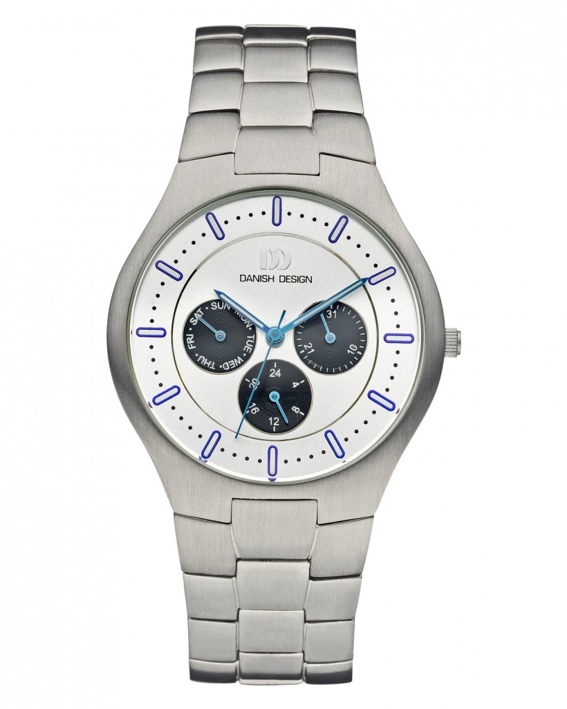 Danish Design Silver Color Titanium Men's Watch Blue Accent