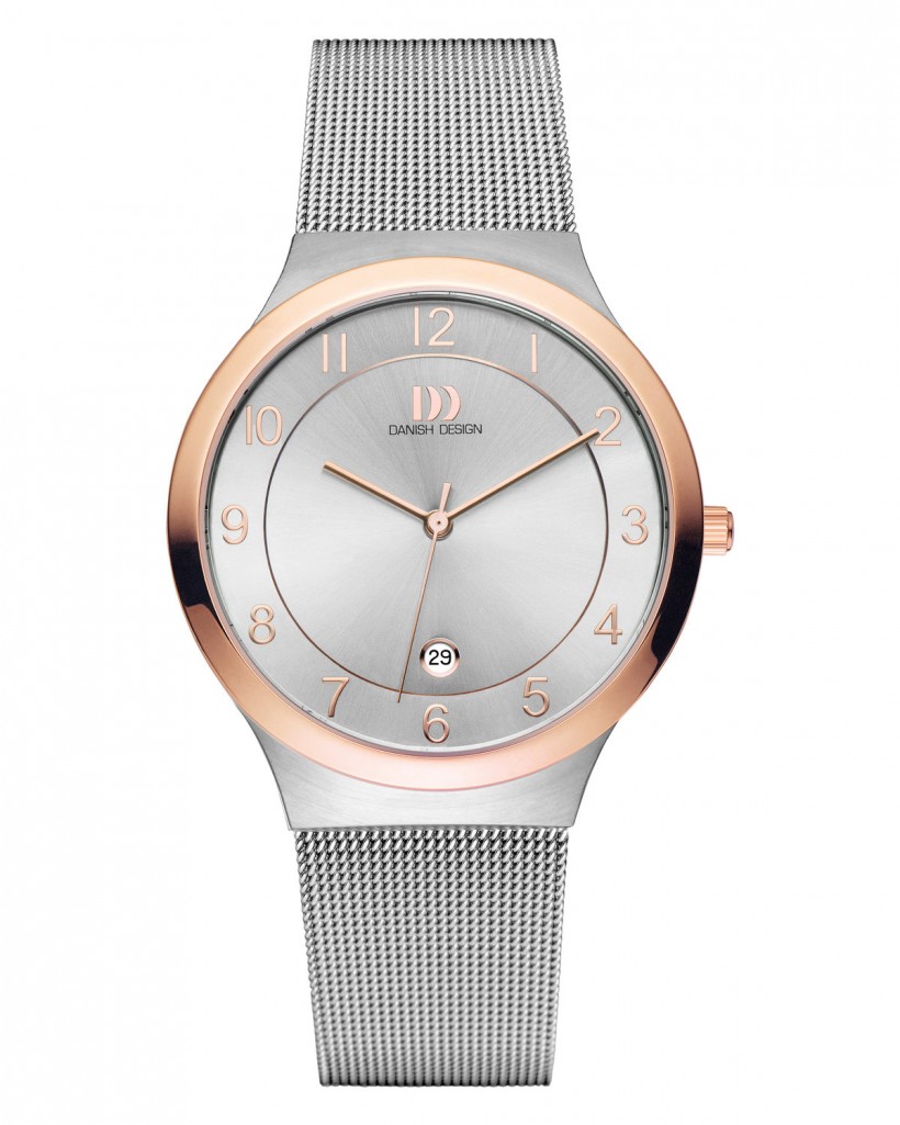 Danish Design Mesh Band Stainless Steel Men's Watch Rose Gold Accent