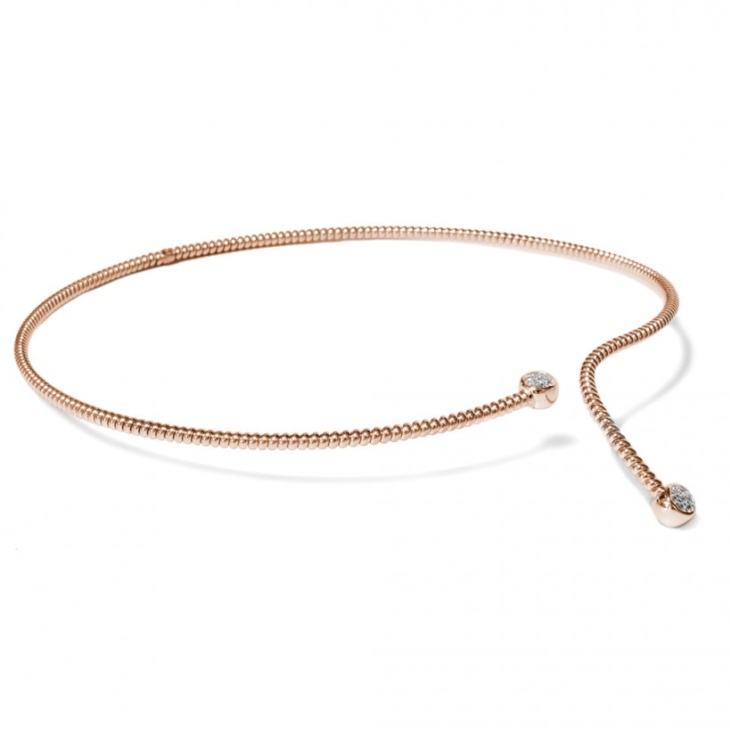 Borsari choker in rose gold-plated silver with crystals