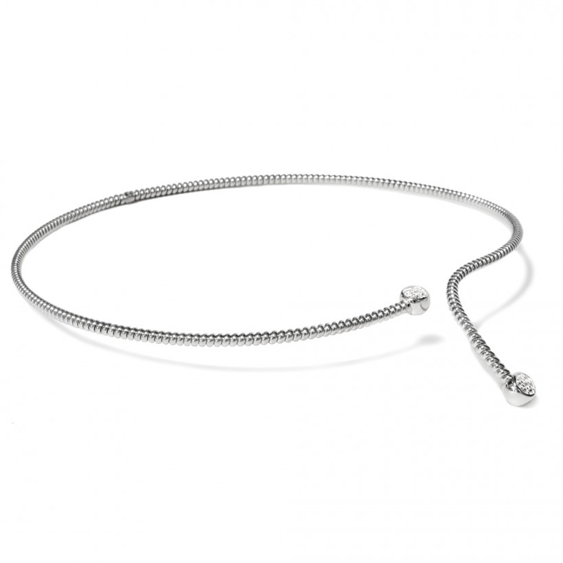 Borsari choker in white rhodium-plated silver with crystals