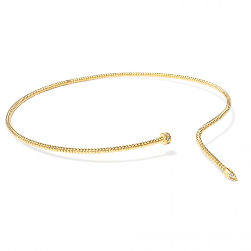 Borsari choker in yellow gold-plated silver with crystals