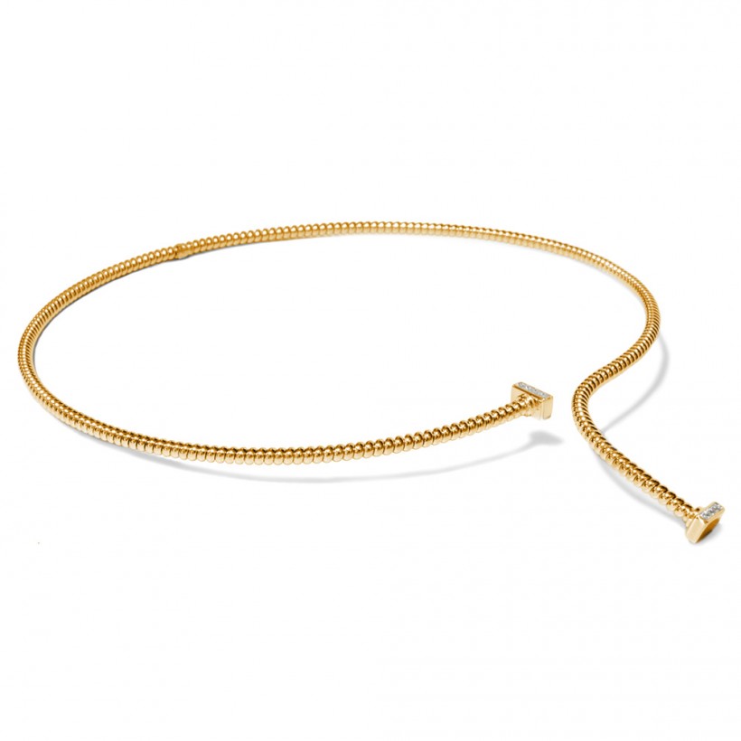 Borsari choker in yellow gold-plated silver with crystals