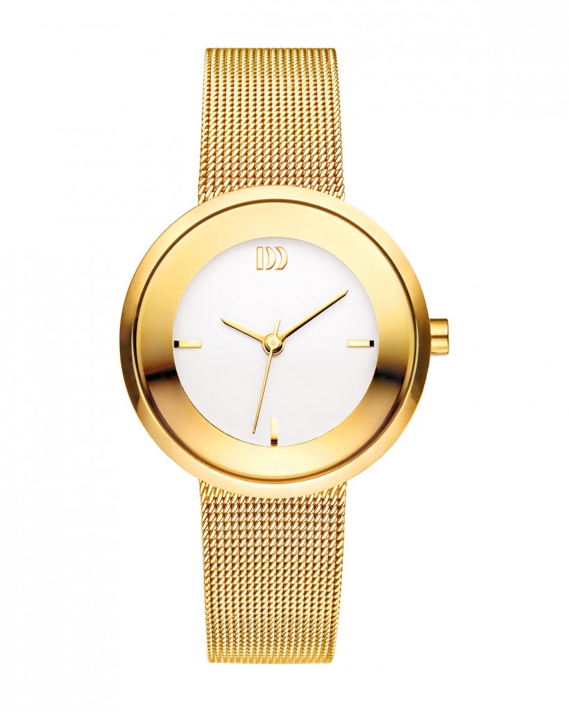 Danish Design Gold Leather Band Stainless Steel Women's Watch