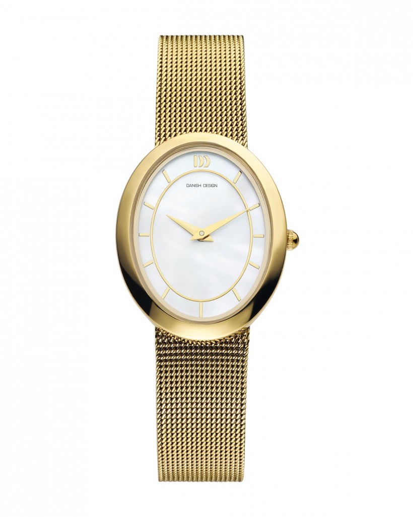 Danish Design Gold Color Mesh Band Mother-Of-Pearl Dial Women's Watch