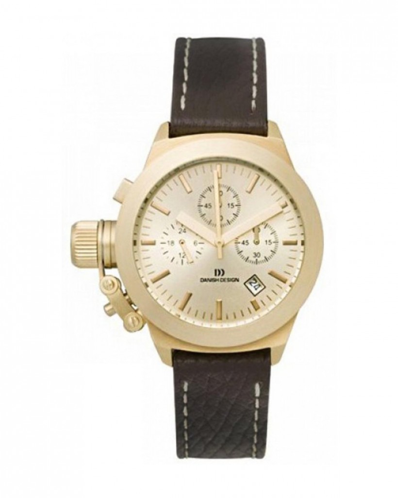 Danish Design Leather Band Stainless Steel Chronograph Women's Watch