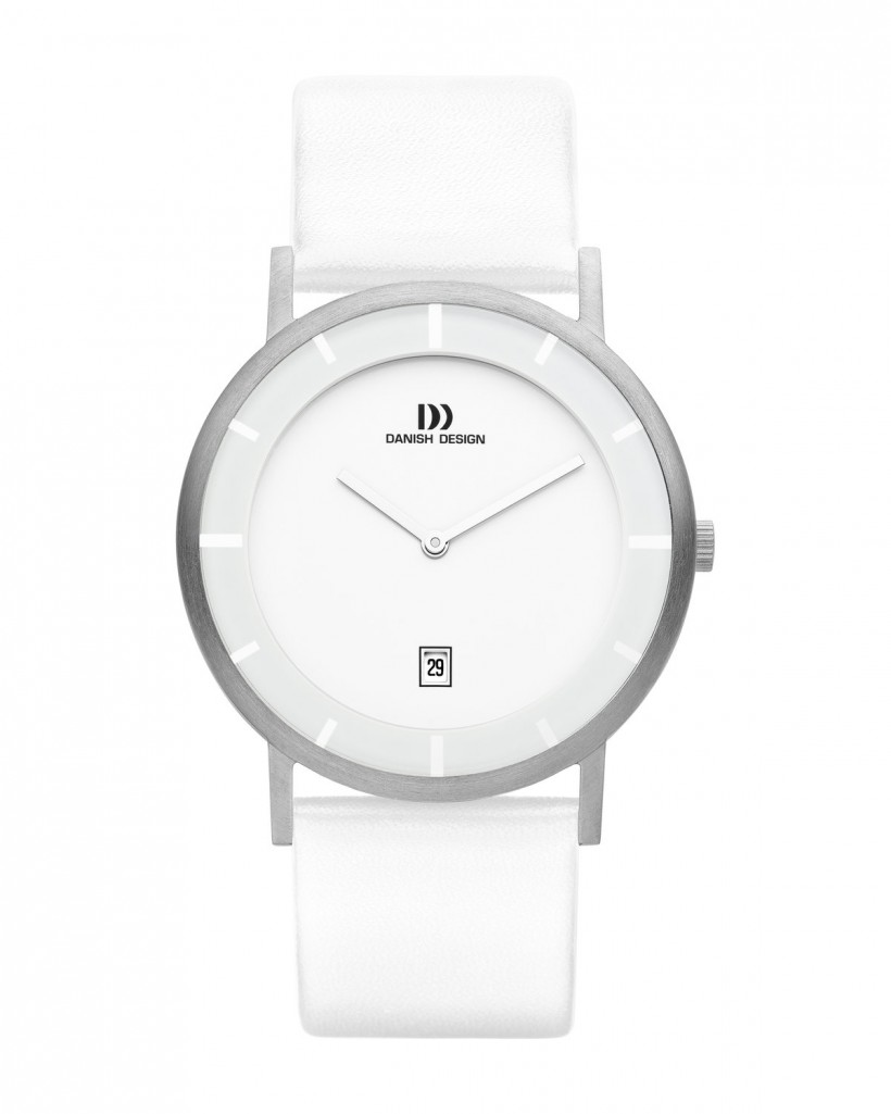 Danish Design White Leather Band Stainless Steel Women's Watch