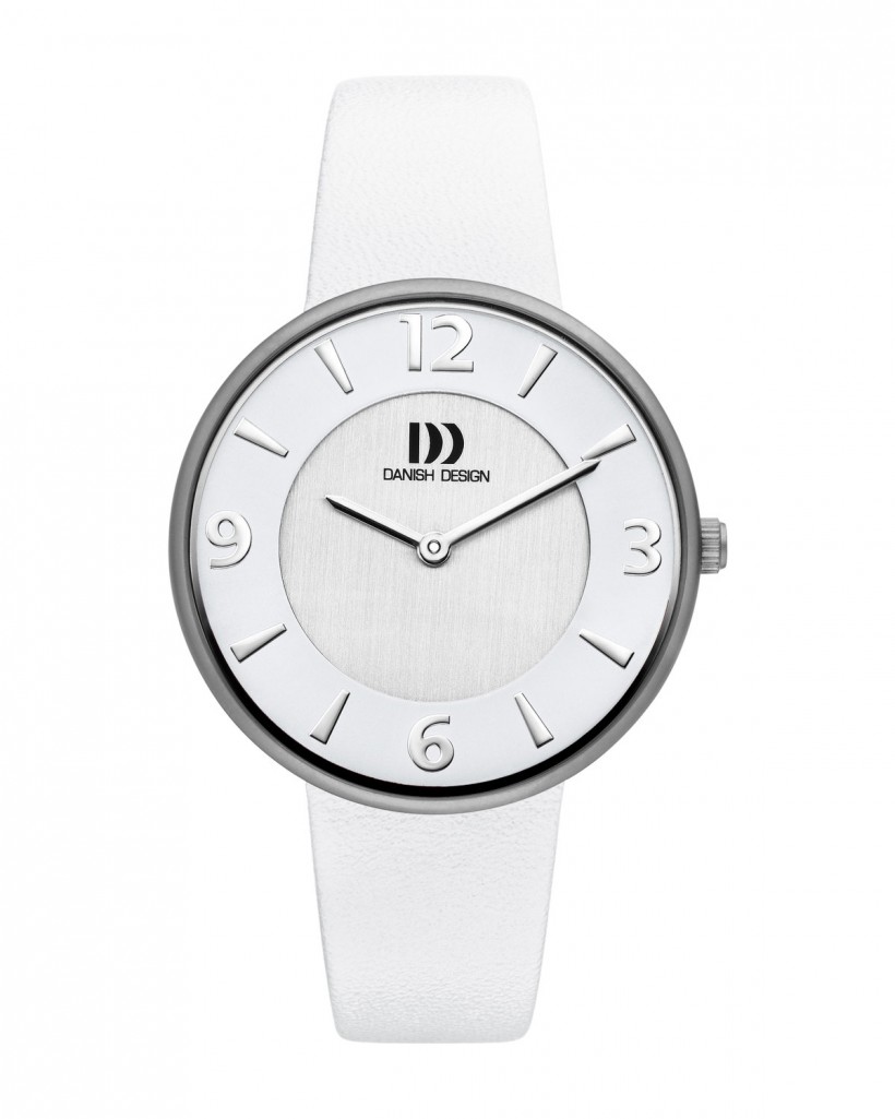 Danish Design White Leather Band Titanium Women's Watch