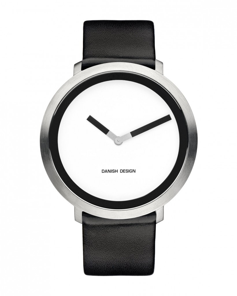 Danish Design Leather Band Stainless Steel Women's Watch No Markers