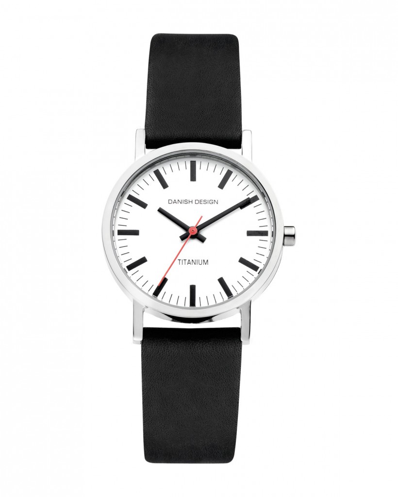 Danish Design Black Leather Band Titanium Women's Watch