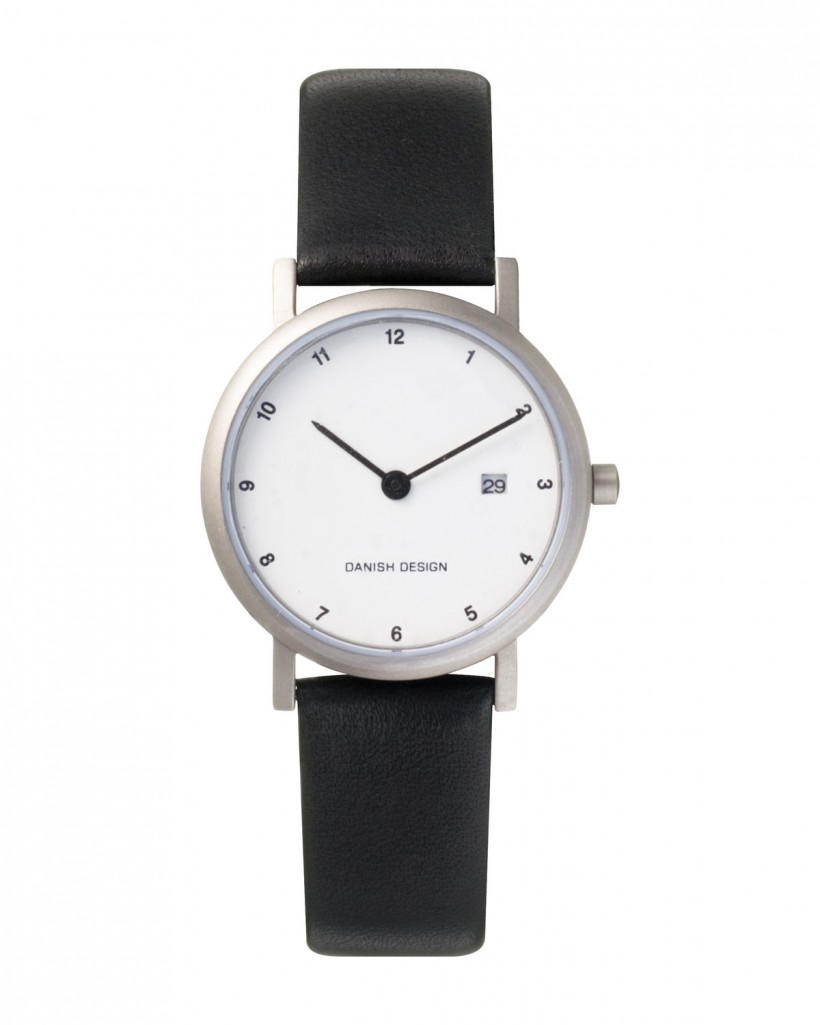 Danish Design Black Leather Band Titanium Women's Watch