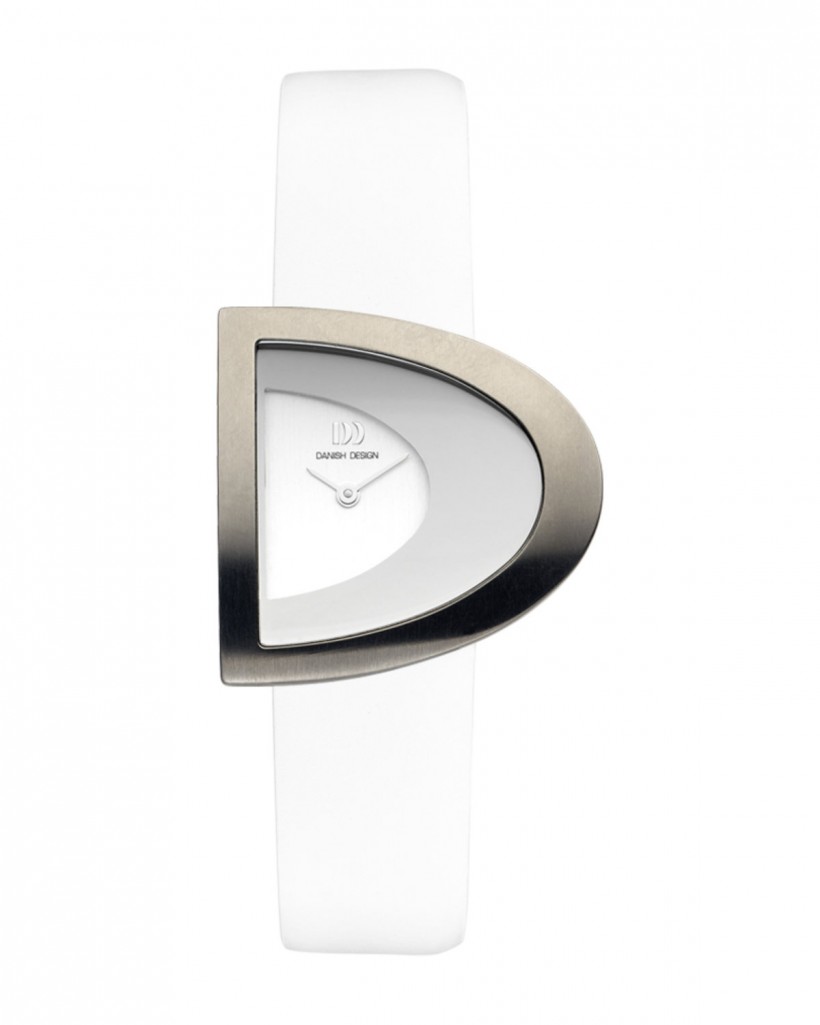 Danish Design White Leather Band Titanium Women's Watch No Markers
