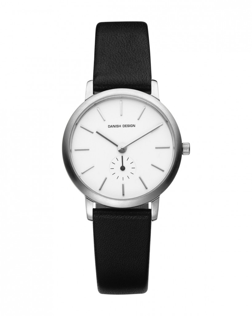 Danish Design Black Leather Band Stainless Steel Women's Watch