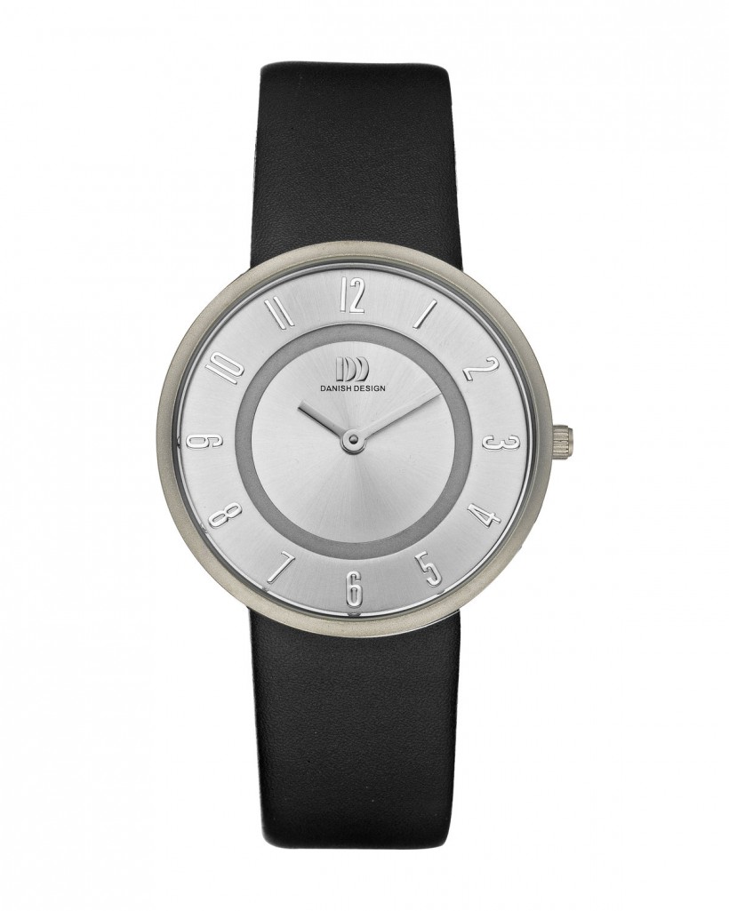 Danish Design Black Leather Band Titanium Women's Watch