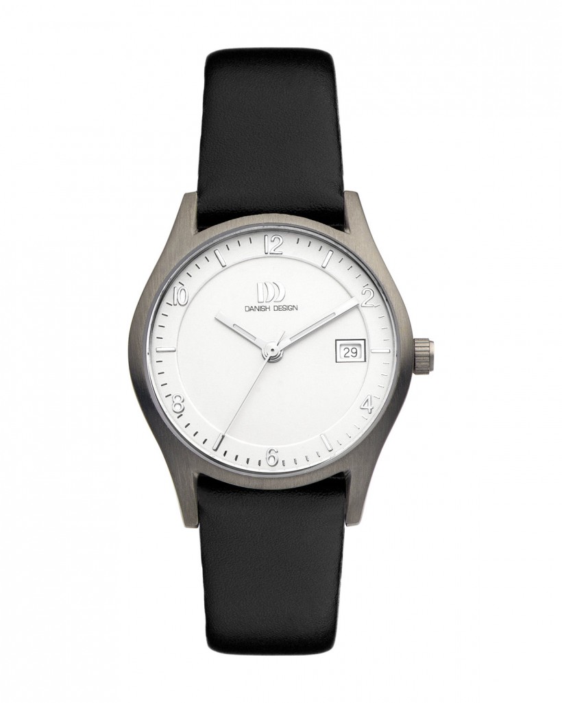Danish Design Black Leather Band Titanium Women's Watch