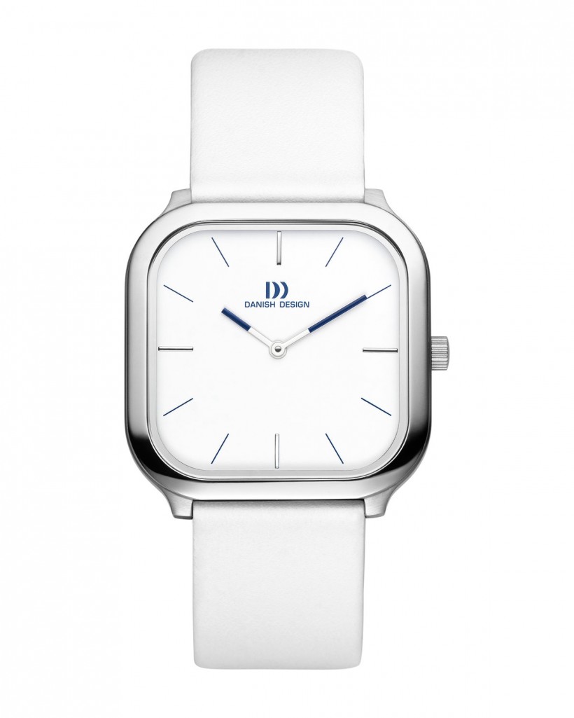 Danish Design Leather Band Stainless Steel Women's Watch Blue Accent