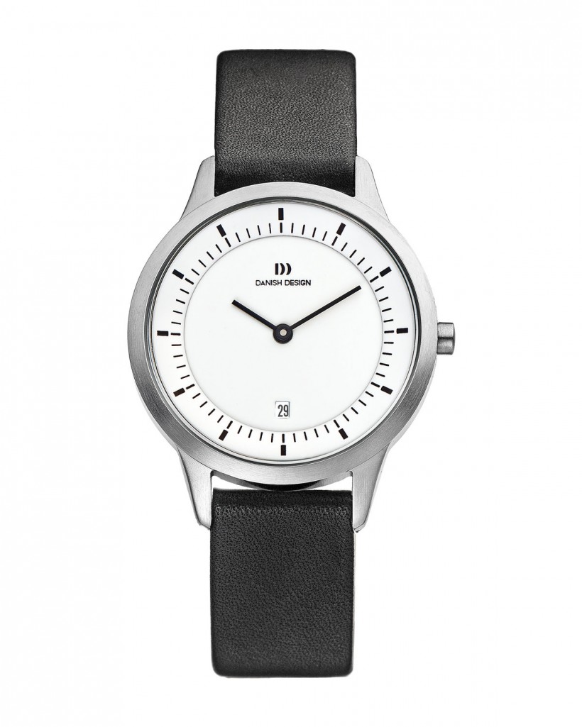 Danish Design Black Leather Band Stainless Steel Women's Watch