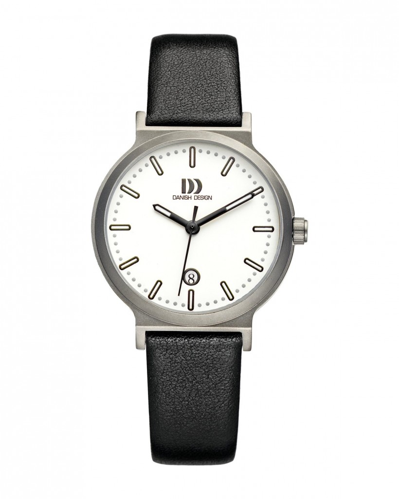 Danish Design Black Leather Band Titanium Women's Watch