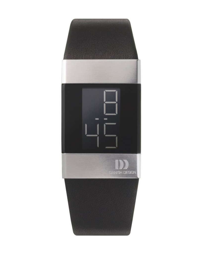 Danish Design Black Leather Band Stainless Steel Women's Watch