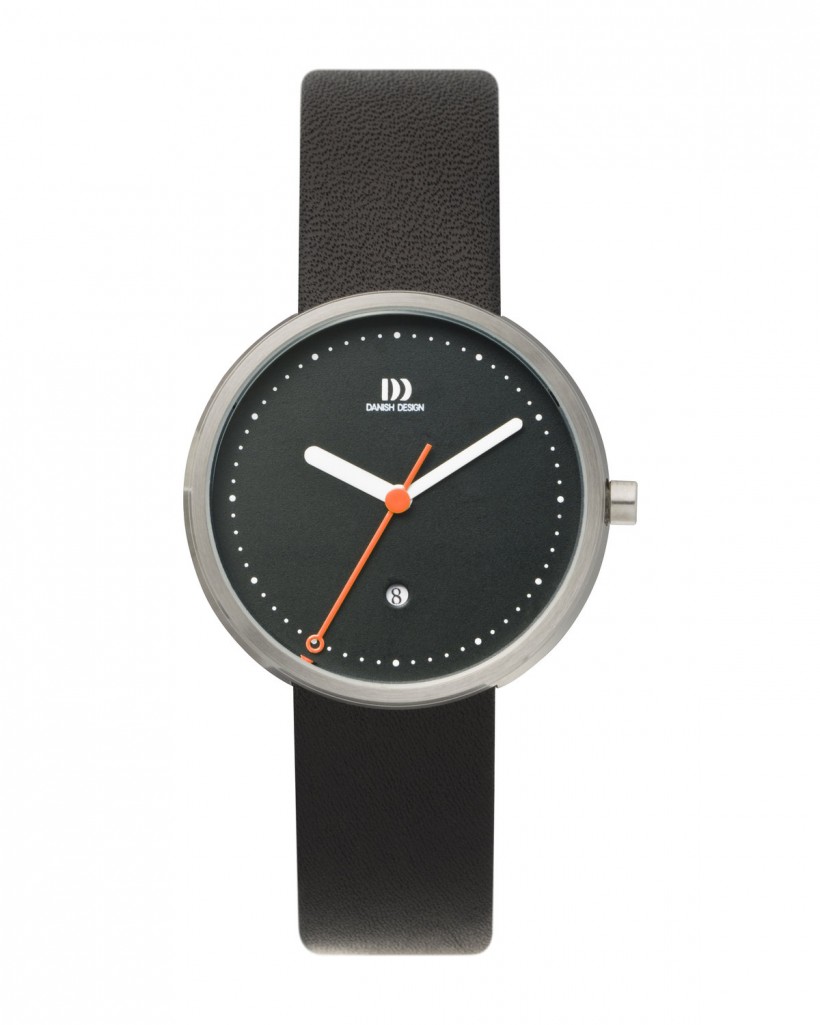 Danish Design Black Leather Band Stainless Steel Women's Watch