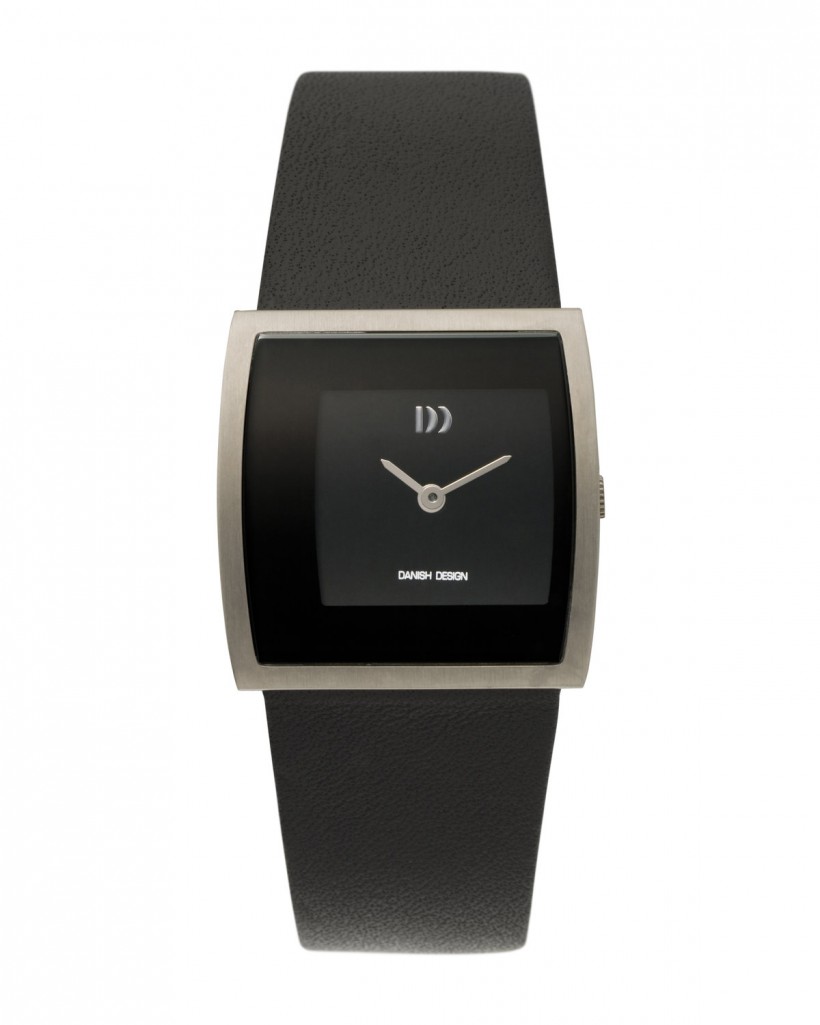 Danish Design Black Leather Band Titanium Women's Watch No Markers