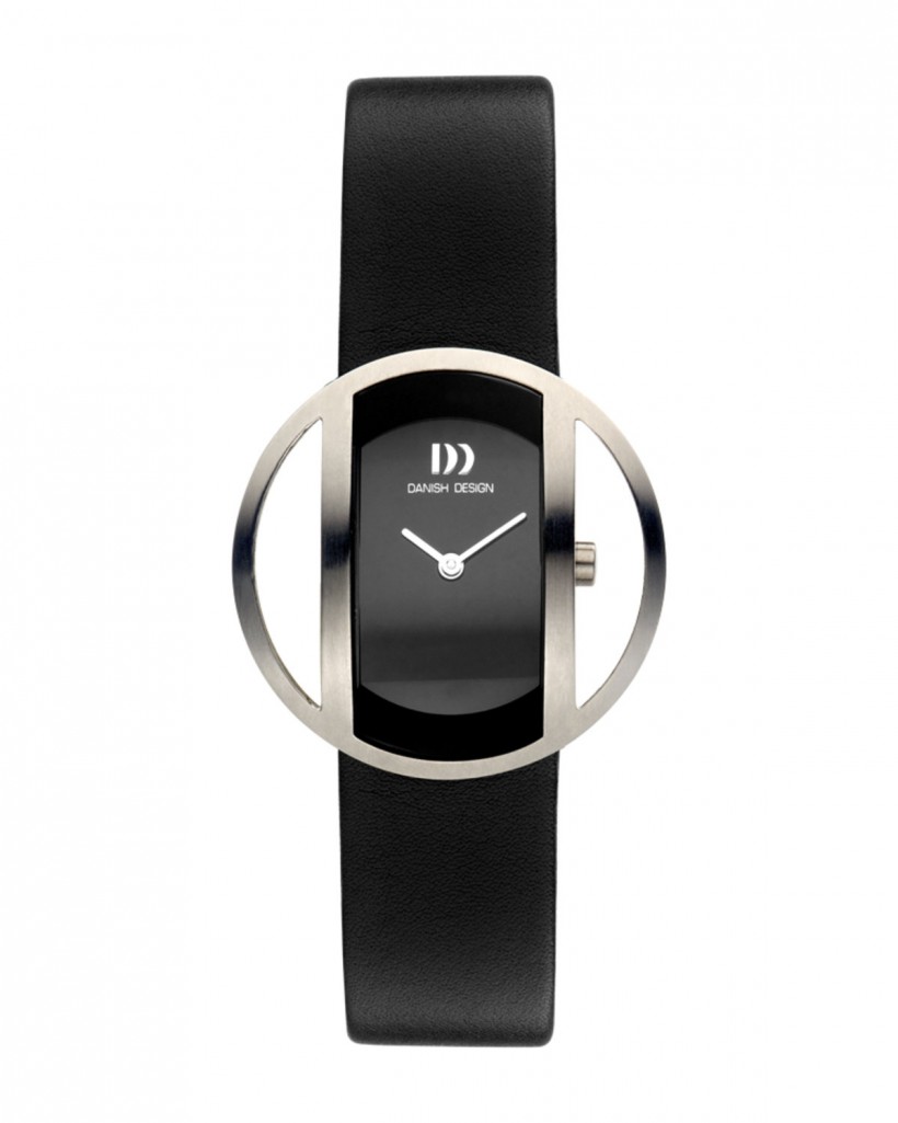 Danish Design Black Leather Band Titanium Women's Watch No Markers