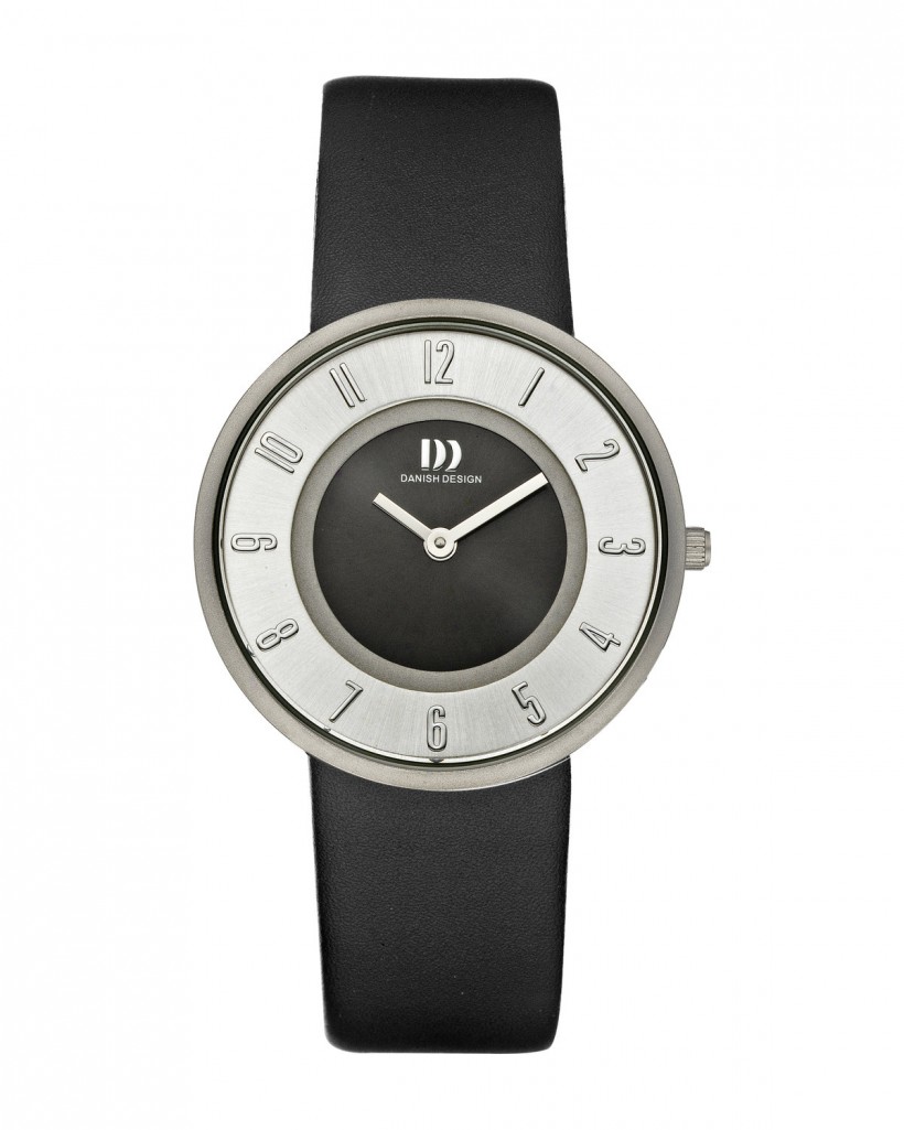 Danish Design Black Leather Band Titanium Women's Watch
