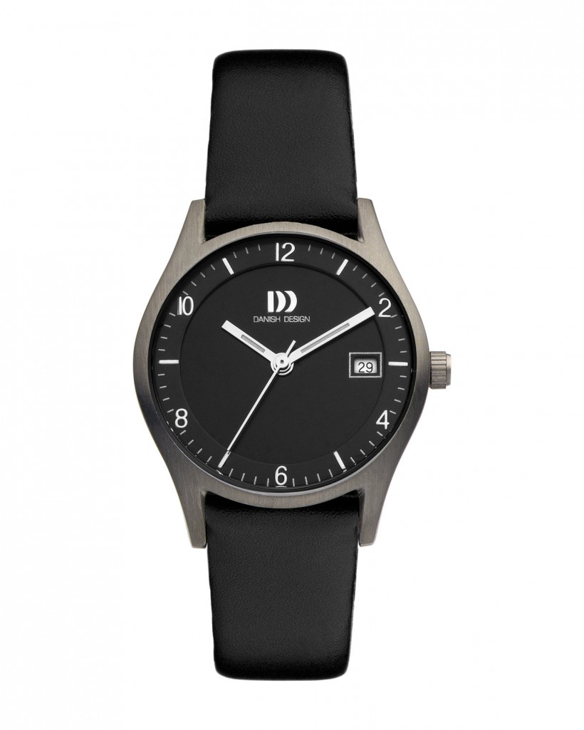 Danish Design Black Leather Band Titanium Women's Watch