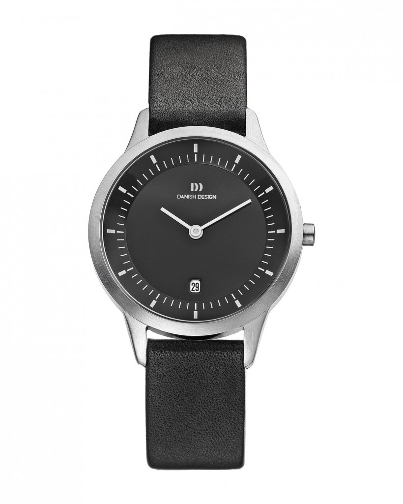 Danish Design Black Leather Band Stainless Steel Women's Watch