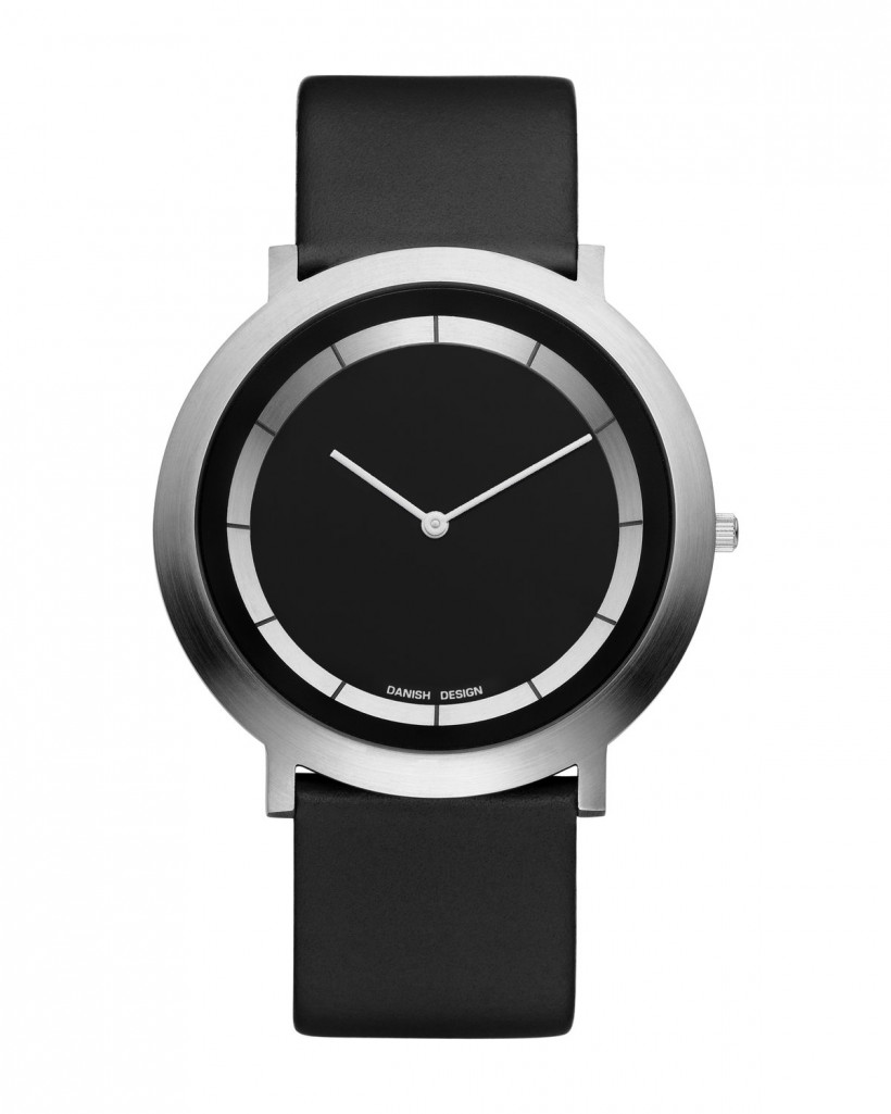 Danish Design Black Leather Band Stainless Steel Women's Watch