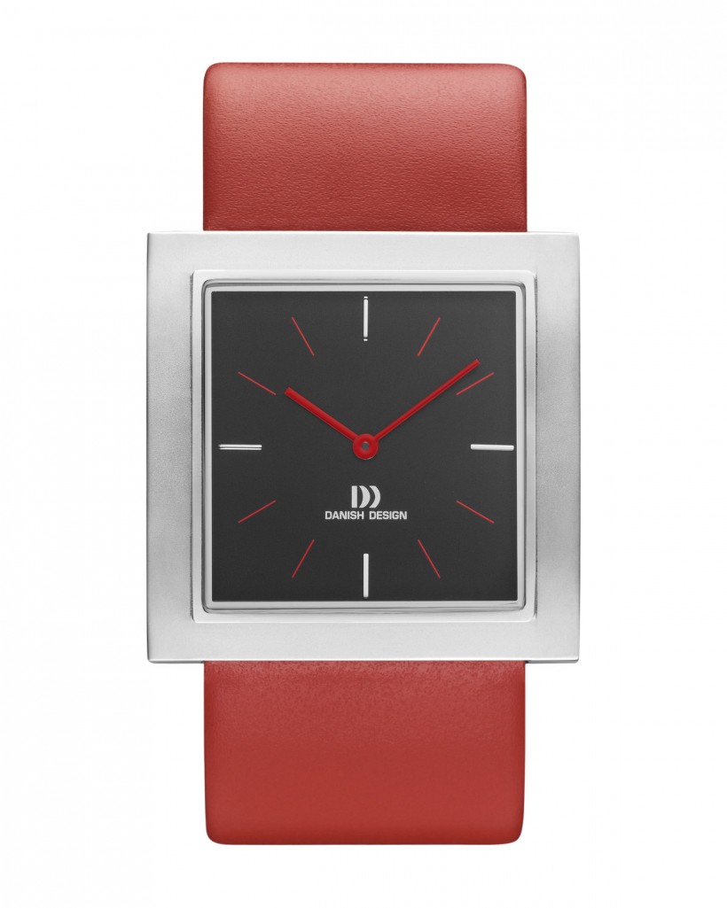 Danish Design Red Leather Band Stainless Steel Women's Watch