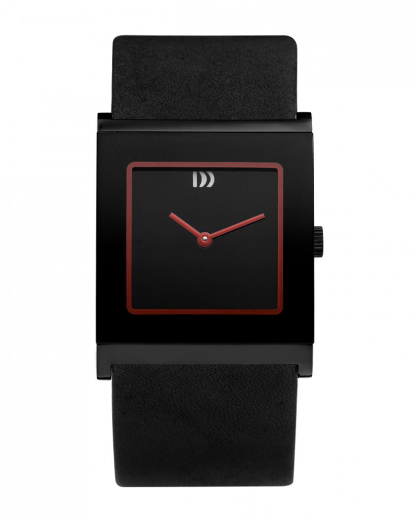 Danish Design Leather Band Steel Women's Watch Red Accent No Markers