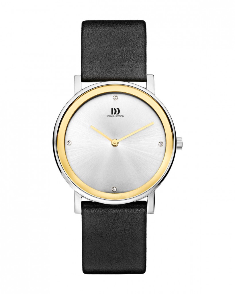 Danish Design Black Leather Band Stainless Steel Women's Watch