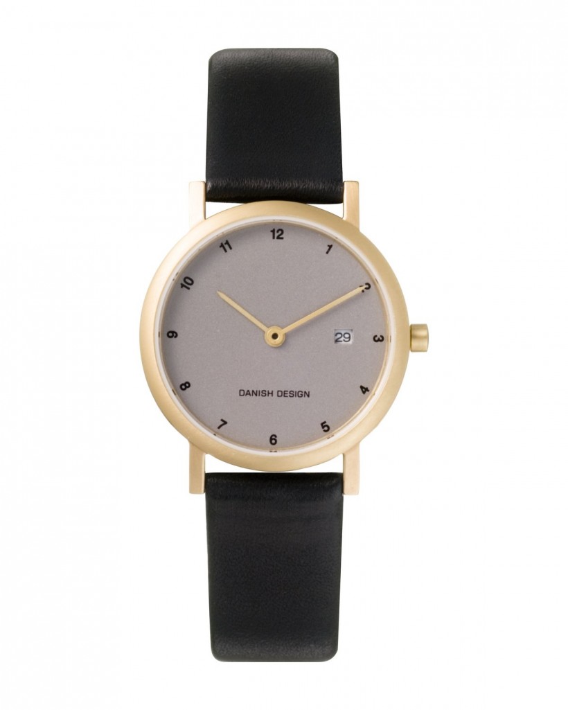 Danish Design Black Leather Band Titanium Women's Watch