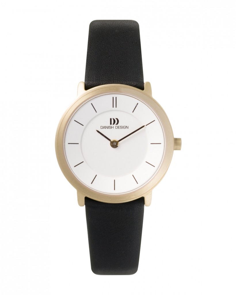 Danish Design Black Leather Band Titanium Women's Watch
